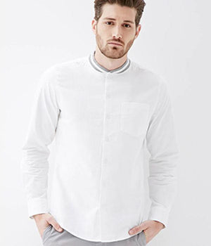 Varsity-Striped Collar Shirt