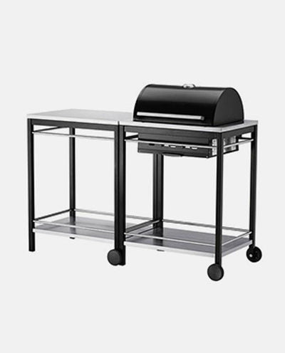 Charcoal grill with cart, stainless steel