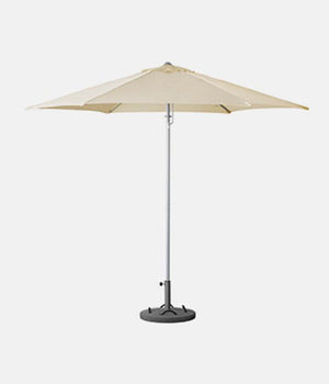 Umbrella with base, tilting beige, gray